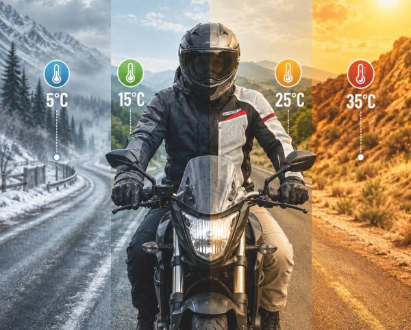 Kako se obući za vožnju motociklom prema temperaturi: vodič od 5 do 35 °C